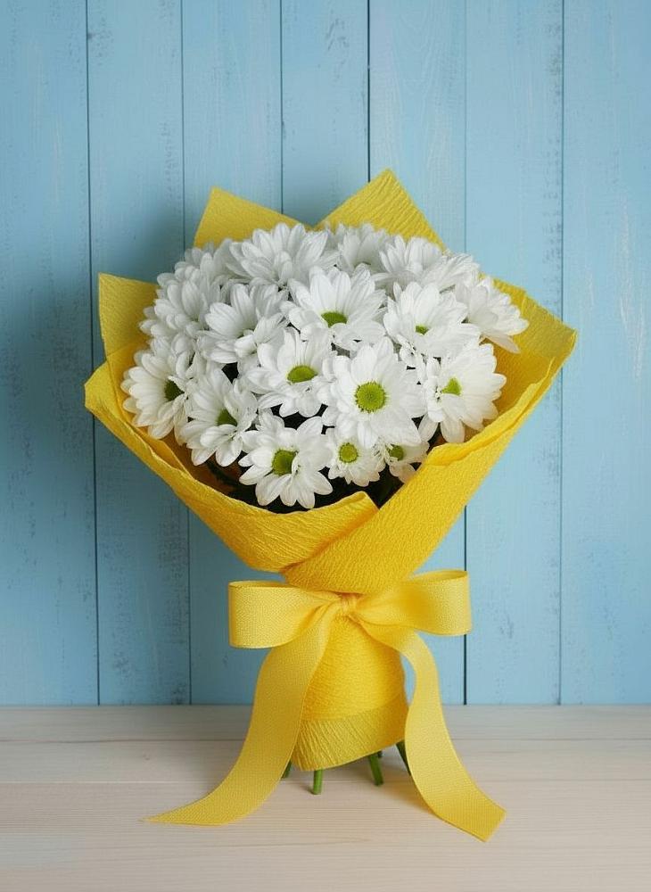 Букет Застенчивые лепестки в Аксубаево Букет цветов из: Хризантемы в Аксубаево