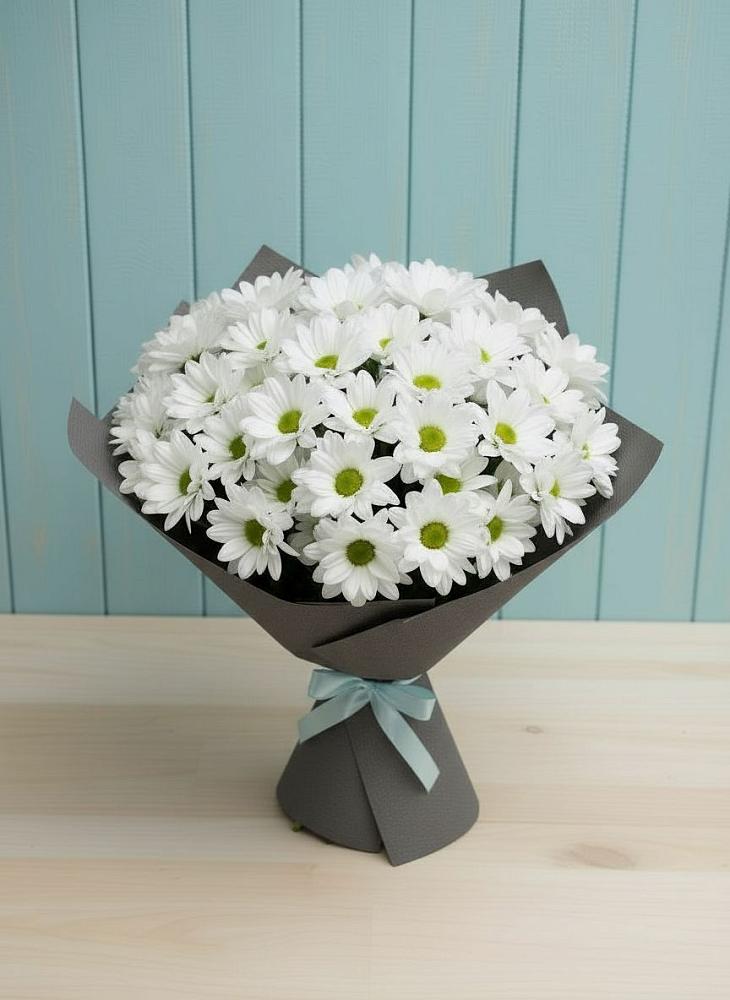 Букет белые хризантемы в Аксубаево Букет цветов из: Хризантемы в Аксубаево