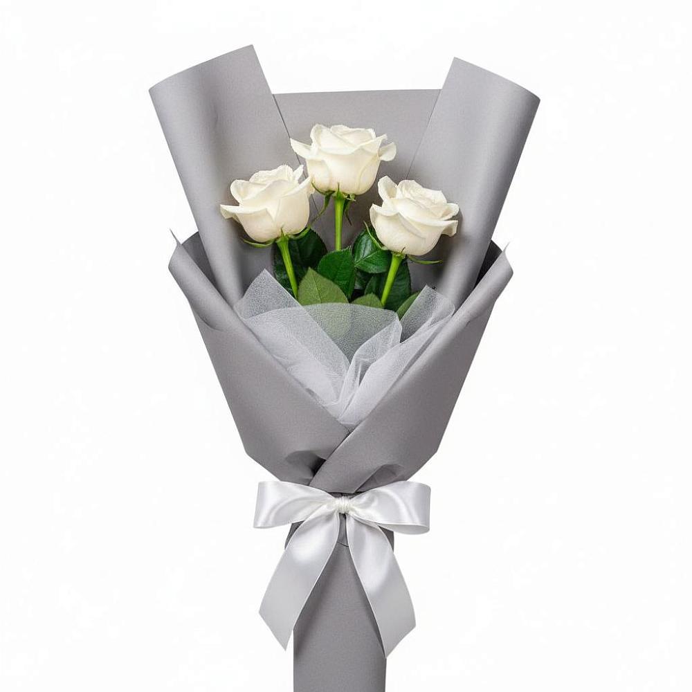 Букет 3 белые розы в Аксубаево
