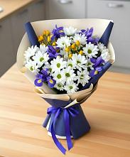 Букет цветов из:  Розы, Ирисы и Хризантемы #REPLACE_PRED# Аксубаево