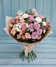 Букет цветов из:  Хризантемы, Розы и Альстромерии в Аксубаево